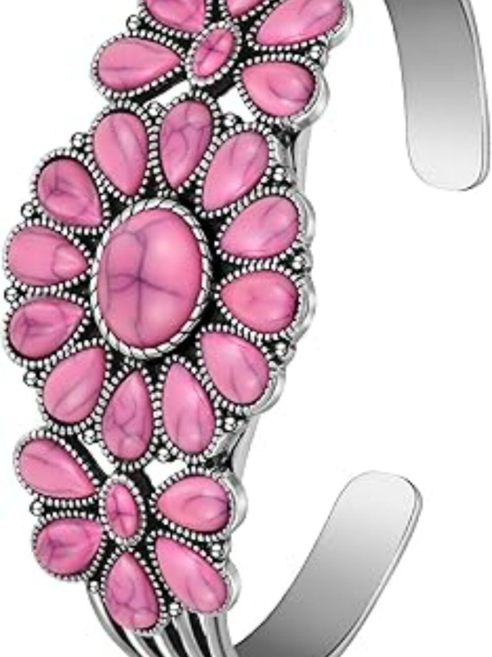 New Pink Bracelet Western Jewelry Retro Stone Cuff Bracelet Adjustable Boho